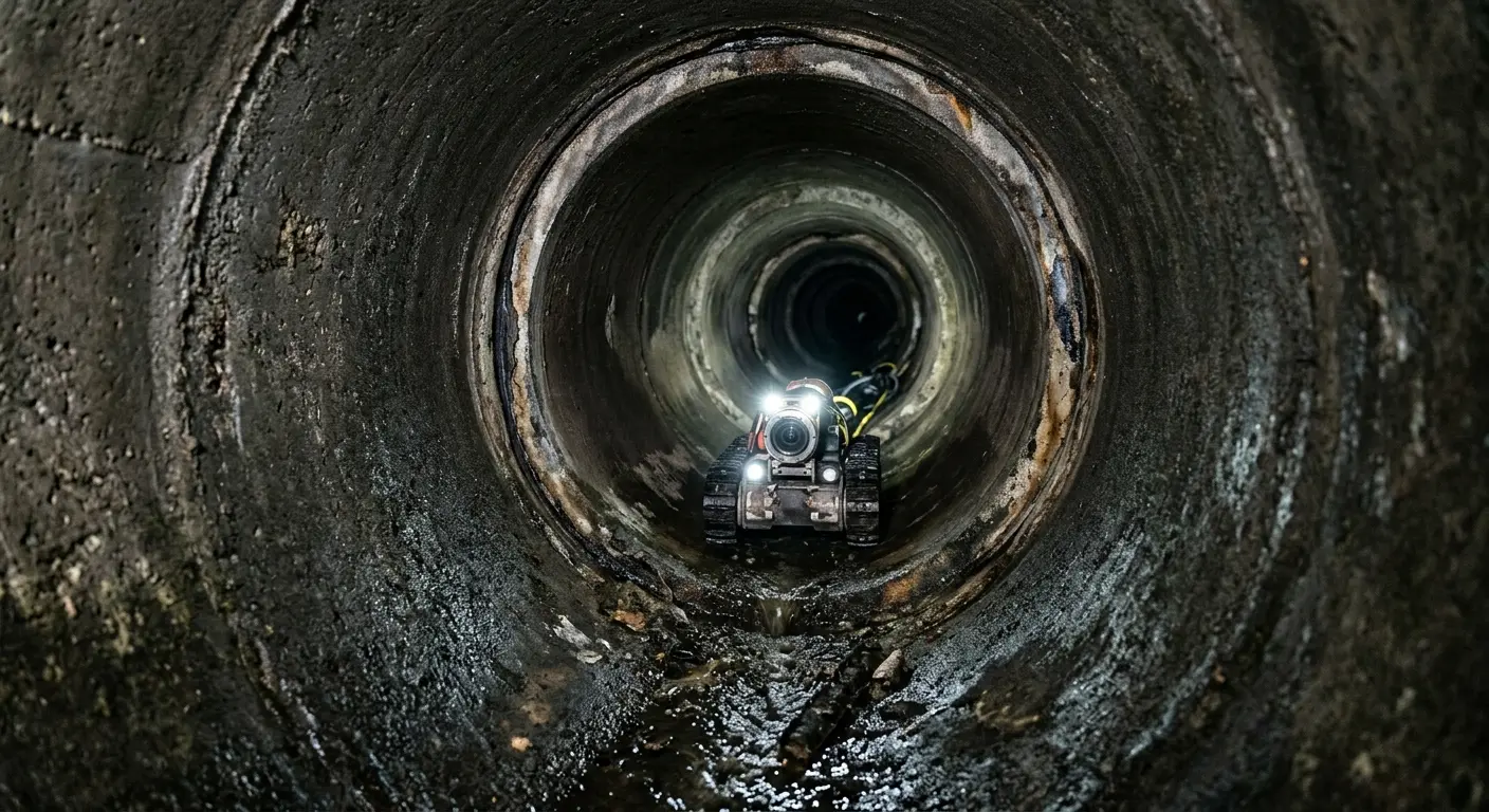 Robotic sewer camera inspecting pipe interior for Drain Snake Service in Bullard